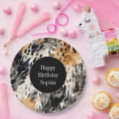 ホワイトブラッククリームヒョウ動物誕生日 ペーパープレート (パーティー)