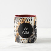 ホワイトブラッククリームヒョウ動物誕生日 マグカップ (中央)