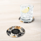 ホワイトブラッククリームヒョウ動物誕生日 ラウンドペーパーコースター (インサイチュ)