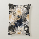 ホワイトブラッククリームヒョウ動物 アクセントクッション (裏面(縦))