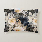 ホワイトブラッククリームヒョウ動物 アクセントクッション (裏面)