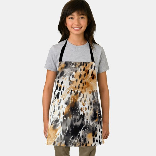 ホワイトブラッククリームヒョウ動物 エプロン (インサイチュ)