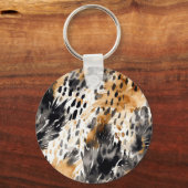 ホワイトブラッククリームヒョウ動物 キーホルダー (裏面)
