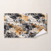 ホワイトブラッククリームヒョウ動物 バスタオルセット (ハンドタオル)