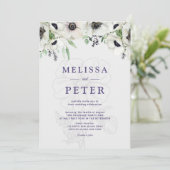 ホワイトブラックグリーンエレガントアネモネ結婚ズ 招待状 (スタンド正面)