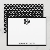 ホワイトブラックサークルモノグラムフォントモロッコディーBG サンキューカード (正面/裏面)