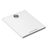 ホワイトブラックサークルモノグラムフォントDIY BG ノートパッド (アングル)