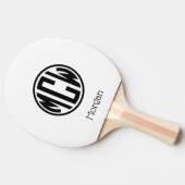 ホワイトブラックサークルモノグラムフォントDIY BG 卓球ラケット (横)