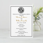 ホワイトブラックサークルモノグラムフォントDIY BG 招待状 (スタンド正面)