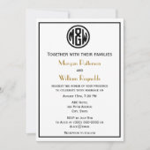 ホワイトブラックサークルモノグラムフォントDIY BG 招待状 (正面)