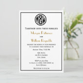 ホワイトブラックサークルモノグラムフォントDIY BG 招待状 (スタンド正面)