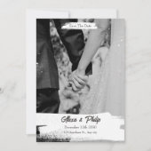 ホワイトブラックシンプルミニマル結婚リスト 招待状 (正面)