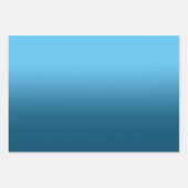 ホワイトブラックスカイブルーと海ブルーミッグラデーションクス ラッピングペーパーシート (正面3)