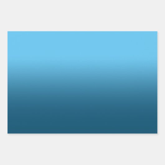 ホワイトブラックスカイブルーと海ブルーミッグラデーションクス ラッピングペーパーシート (正面3)