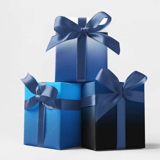 ホワイトブラックスカイブルーと深いブルーミッグラデーションクス ラッピングペーパーシート