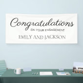 ホワイトブラックスクリプトエレガント婚約 横断幕 (トレードショー)