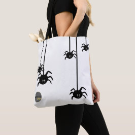 ホワイトブラックスパイダーハロウィンビジネスロゴカスタム トートバッグ