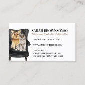 ホワイトブラックソファヨークシャーテリアドスコティッシュキャットペット 名刺 (裏面)