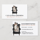 ホワイトブラックソファ犬猫ペットトリマー 名刺 (正面/裏面)