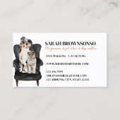 ホワイトブラックソファ犬猫ペットトリマー 名刺 (裏面)