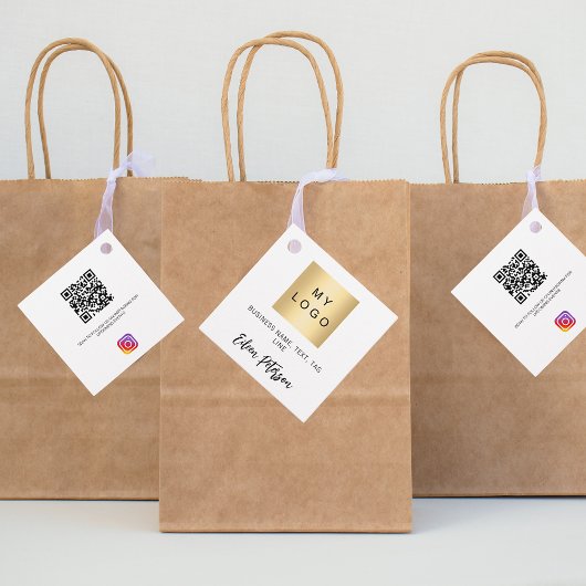 ホワイトブラックネームのロゴQR Instagramコードつるラベル フェイバータグ