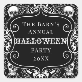 ホワイトブラックハロウィーンダマスクスカルゴシックカスタム スクエアシール