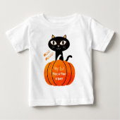 ホワイトブラックハロウィーントリックまたは猫かぼちゃを治療 ベビーTシャツ (正面)