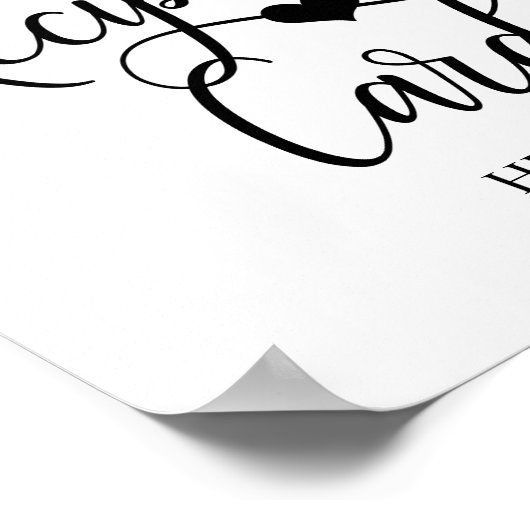 ホワイトブラックハートブライダルシャワーレシピ標識 ポスター (角)