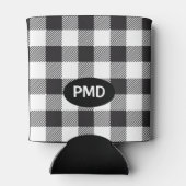 ホワイトブラックバッファロープレイドモノグラムイニシャル 缶クーラー (裏面)