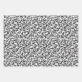 ホワイトブラックヒョウアニマルプリント ラッピングペーパーシート (正面)