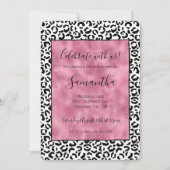 ホワイトブラックピンクヒョウ印刷 招待状 (正面)