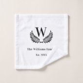 ホワイトブラックファミリーモノグラムイニシャルクラシック バスタオルセット (ウォッシュタオル)