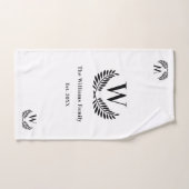 ホワイトブラックファミリーモノグラムイニシャルクラシック バスタオルセット (ハンドタオル)