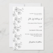 ホワイトブラックフローラフォーマルクラシック結婚ズ 招待状 (正面)