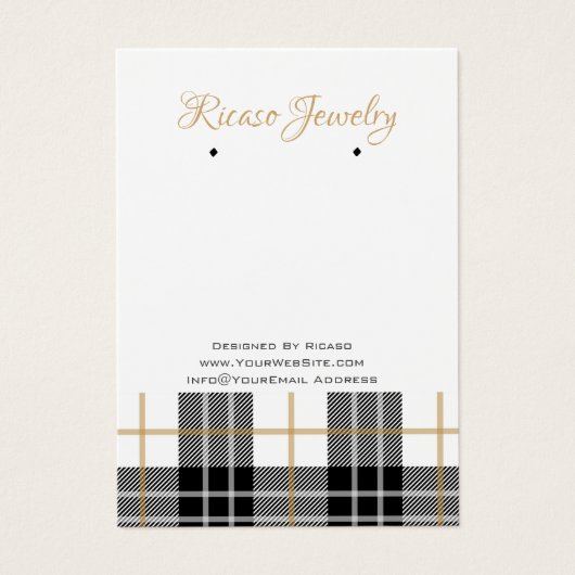 ホワイトブラックプレイドタータンチェックイヤリングの背景 (正面)