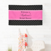 ホワイトブラックホットピンク水玉模様ブライダルシャワー 横断幕 (インサイチュ)