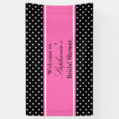 ホワイトブラックホットピンク水玉模様ブライダルシャワー 横断幕 (縦)
