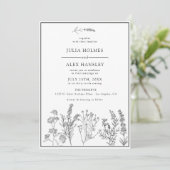 ホワイトブラックボタニカル結婚式招待状 招待状 (スタンド正面)