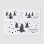 ホワイトブラックミニマリストのクリスマスツリー 薄葉紙 (正面)