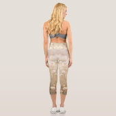 ホワイトブラックミニマリストフラワーフィールドセルフ気に カプリレギンス (裏面)