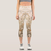 ホワイトブラックミニマリストフラワーフィールドセルフ気に カプリレギンス (正面)