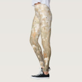 ホワイトブラックミニマリストフラワーフィールドセルフ気に レギンス (左)