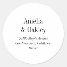 ホワイトブラックミニマルエレガントなウェディング差出人住所 ラウンドシール