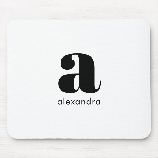 ホワイトブラックミニマルモノグラモダンム マウスパッド (正面)