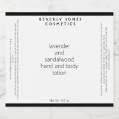 ホワイトブラックミニマル化粧品ボトルラベル スパークリングワインラベル (シングルラベル)