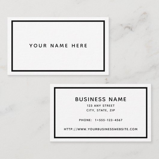 ホワイトブラックミニマル名刺 名刺 (正面/裏面)