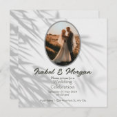 ホワイトブラックミニマル結婚式招待状、写真 招待状 (正面/裏面)