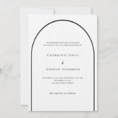 ホワイトブラックモダンアーチ結婚ラグジュアリー 招待状 (正面)