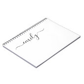 ホワイトブラックモダンスクリプトモノグラム名 ノートブック (左側)