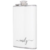 ホワイトブラックモダンスクリプトモノグラム名 フラスク (左)